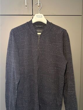 Wings + Horns Heather Navy Zip-Up Sweater